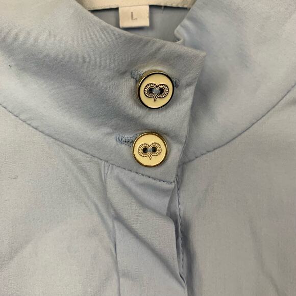 Caroline Constas Blouse Shirt Blue Tatiana Asymmetric Ruffled Cotton Size Large - Picture 5 of 13